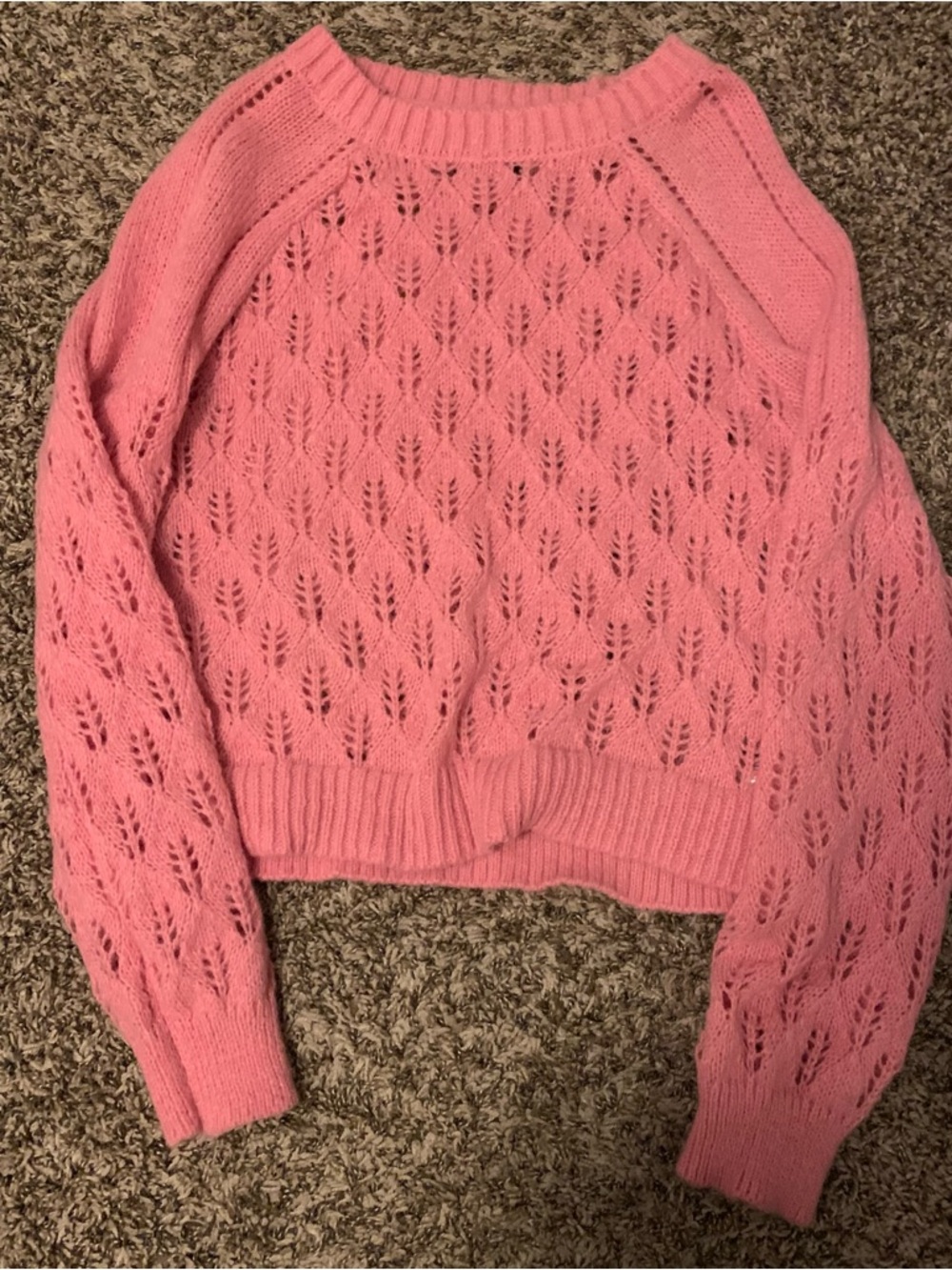 Pink Lace Knit Women's Sweater